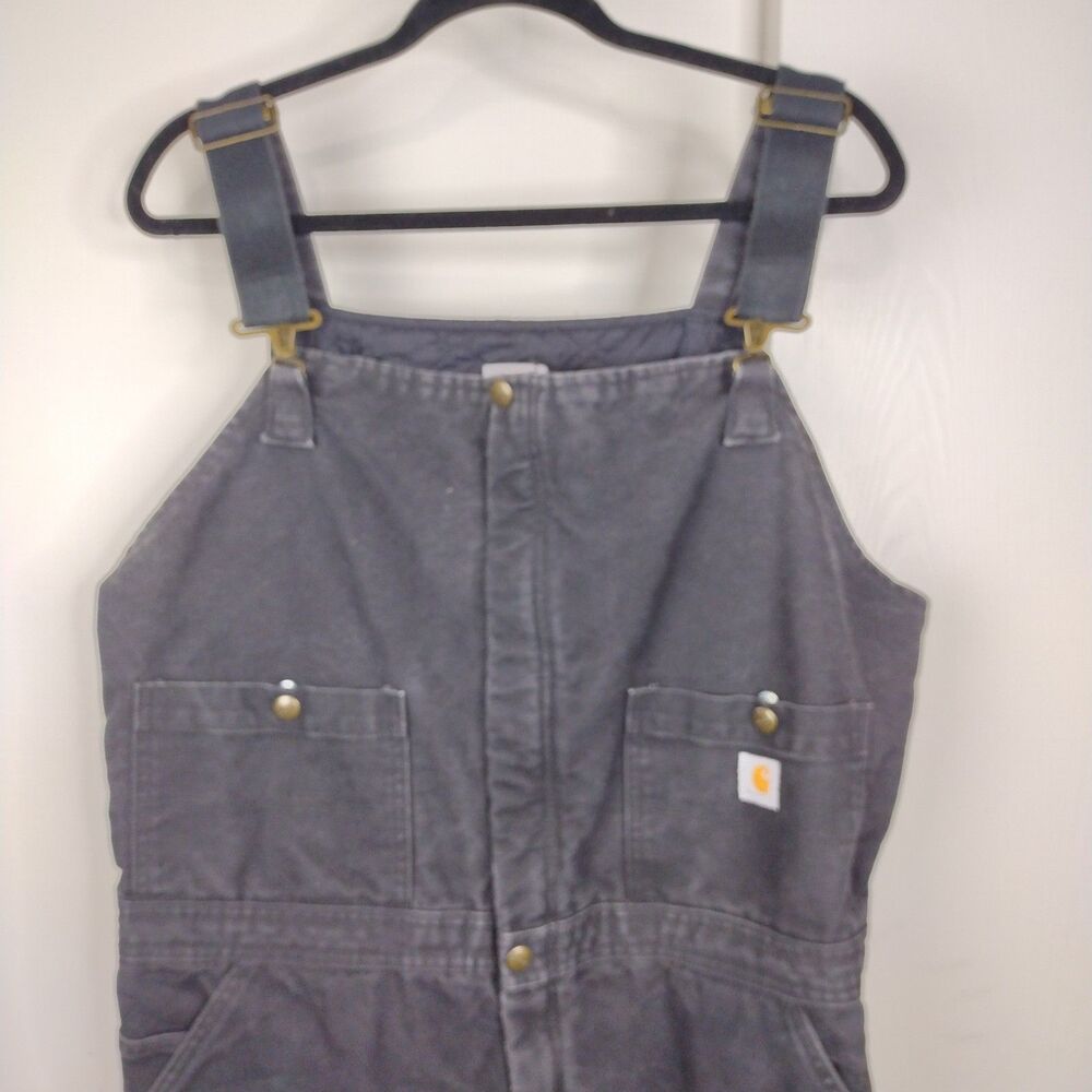 Carhartt Quilted Lined Bib Coveralls Womens XL 16/18 Black Double Knee 101046